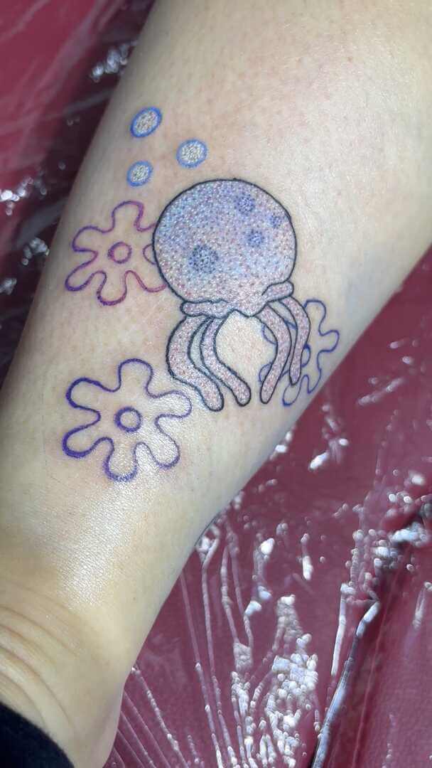 octopus glitter tattoo